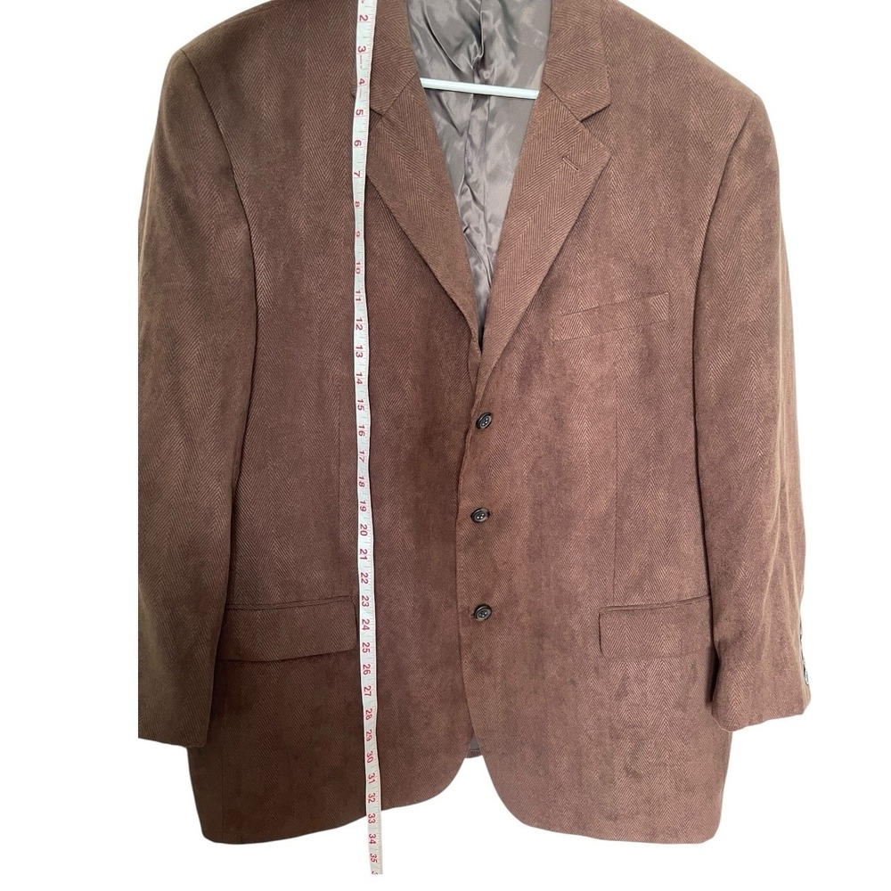 Andrew Fezza 44 Brown Herringbone Blazer Three Button Sport Coat Dark Academia